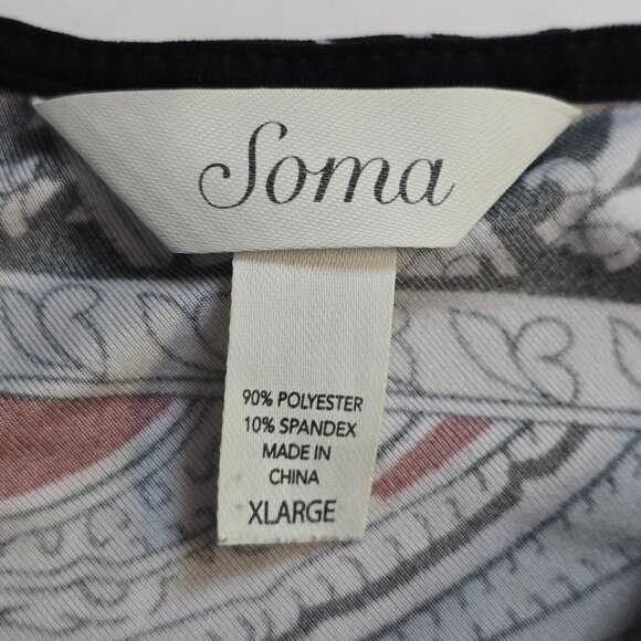 Soma Maxi Dress Size XL Black Printed Cutout W/Pockets Summer Vacation Party - Picture 6 of 6